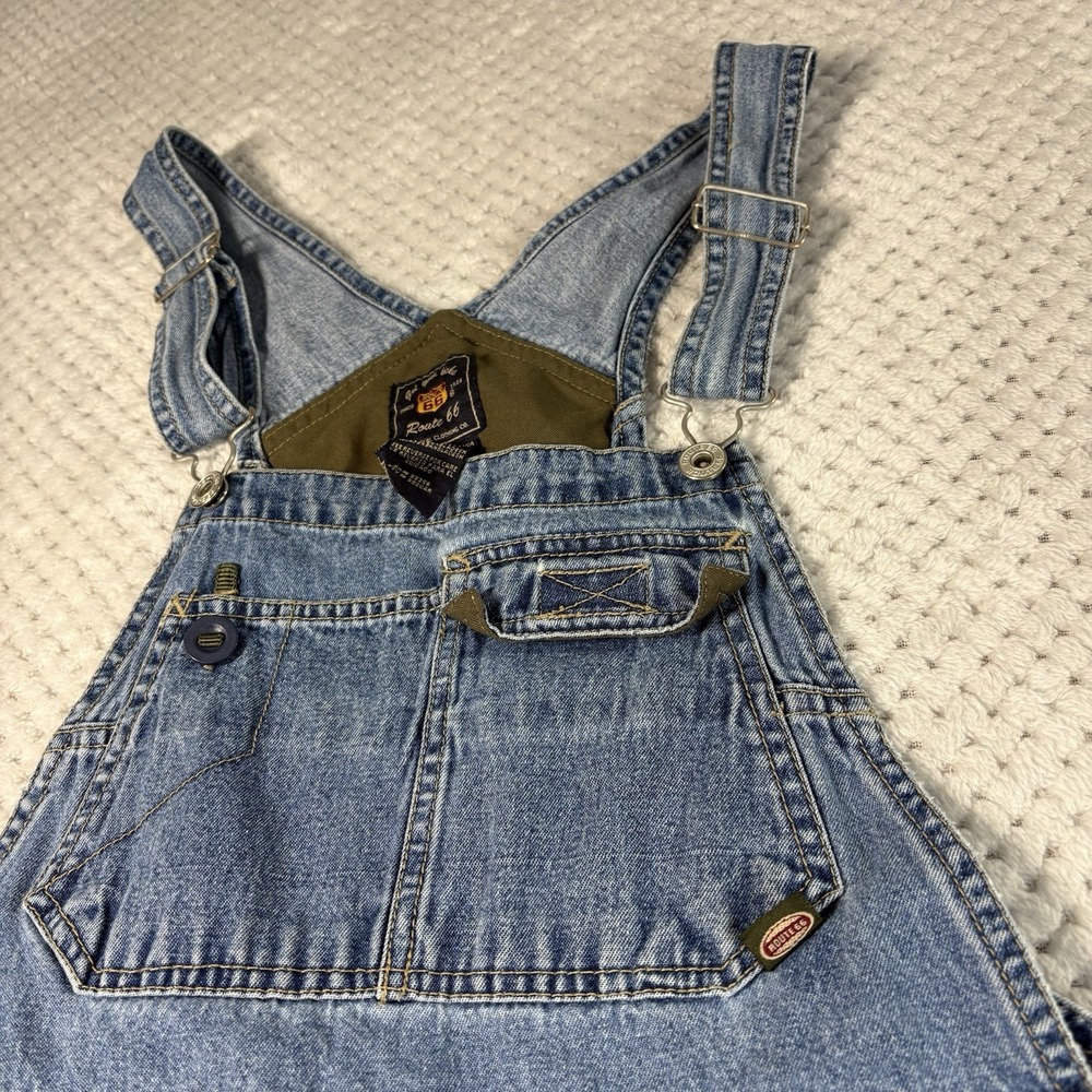 Route 66 Women's Blue Jean Overall Shorts Size M, Vintage Y2K Cottage Core Boho